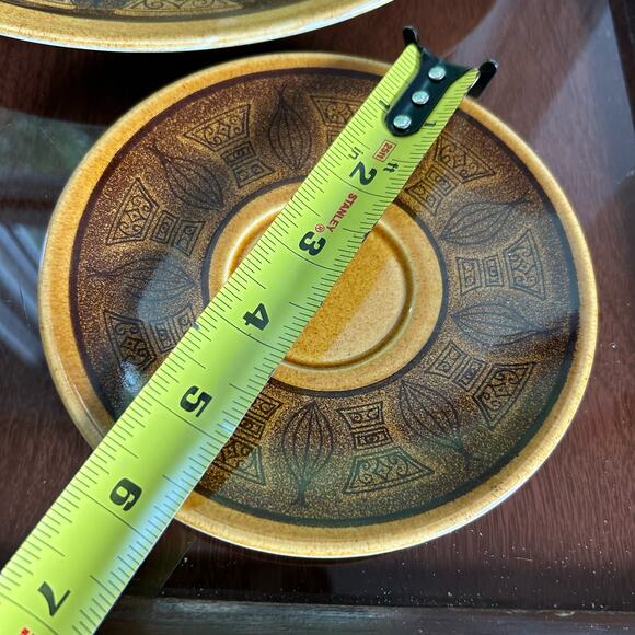 Vintage Taylor Smith & Taylor Cannes Atomic Onion Brown Plates 12" & 6” MCM - Picture 11 of 13